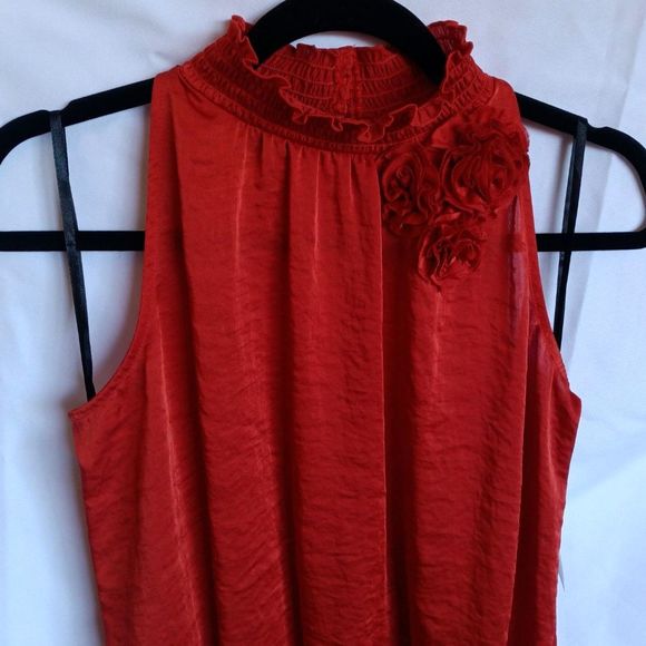 AB Studio Y2K Satin High Neck Sleeveless Elastic Flowers Small NWT Vintage - Picture 3 of 9